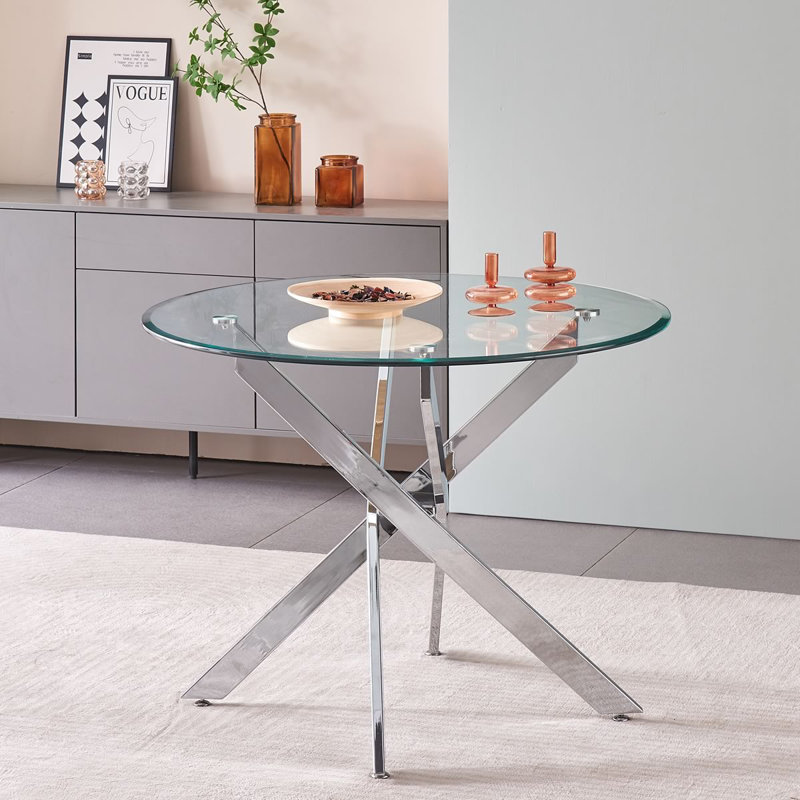 120cm Round Dining Table, Silver