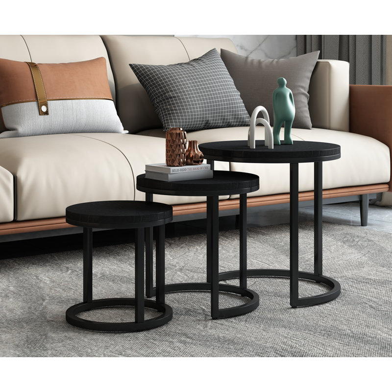 Jean 3 Piece Nest of Tables, Mango Black