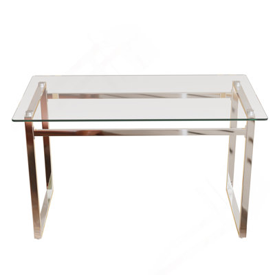 51" Modern Minimalist Rectangular Glass Dining Table For 4-6 With 0.31" Tempered Glass Tabletop And Silver Chrome Metal Legs, Writing Table Desk, For Kitchen Dining Living Room (0 Damage)