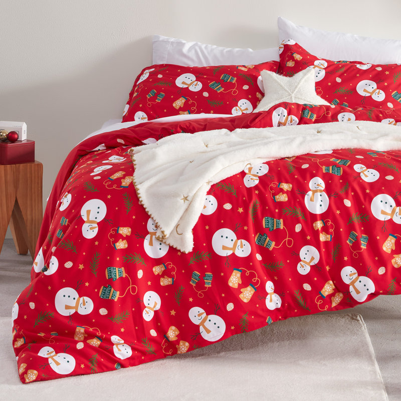 Space Rocket Reversible Duvet Cover Set, Full/Queen, Christmas Snowman