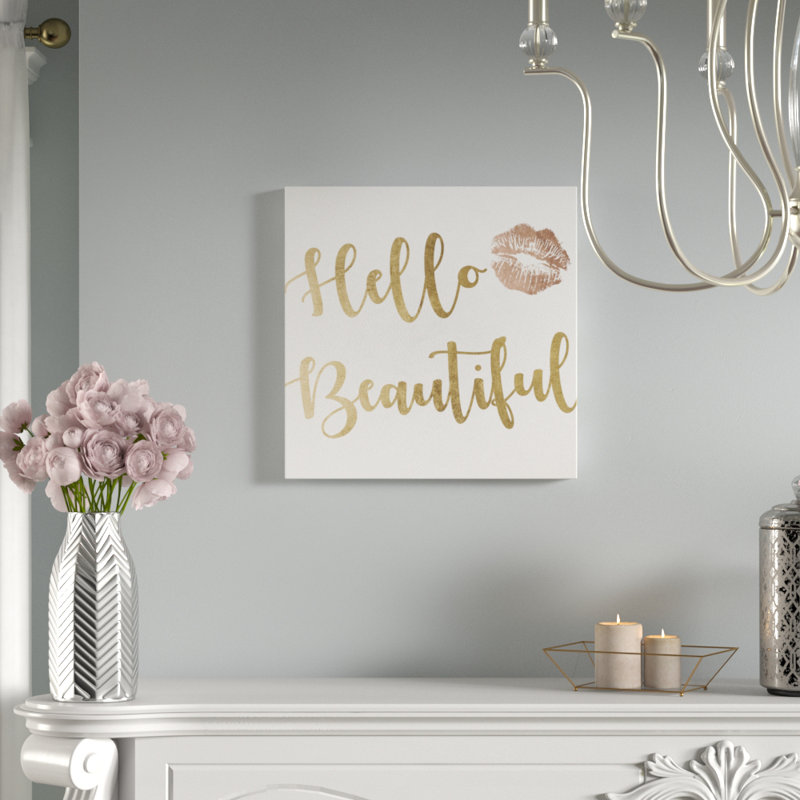 " Hello Beautiful Gold And Leather ", 24" H x 24" W x 1.5" D