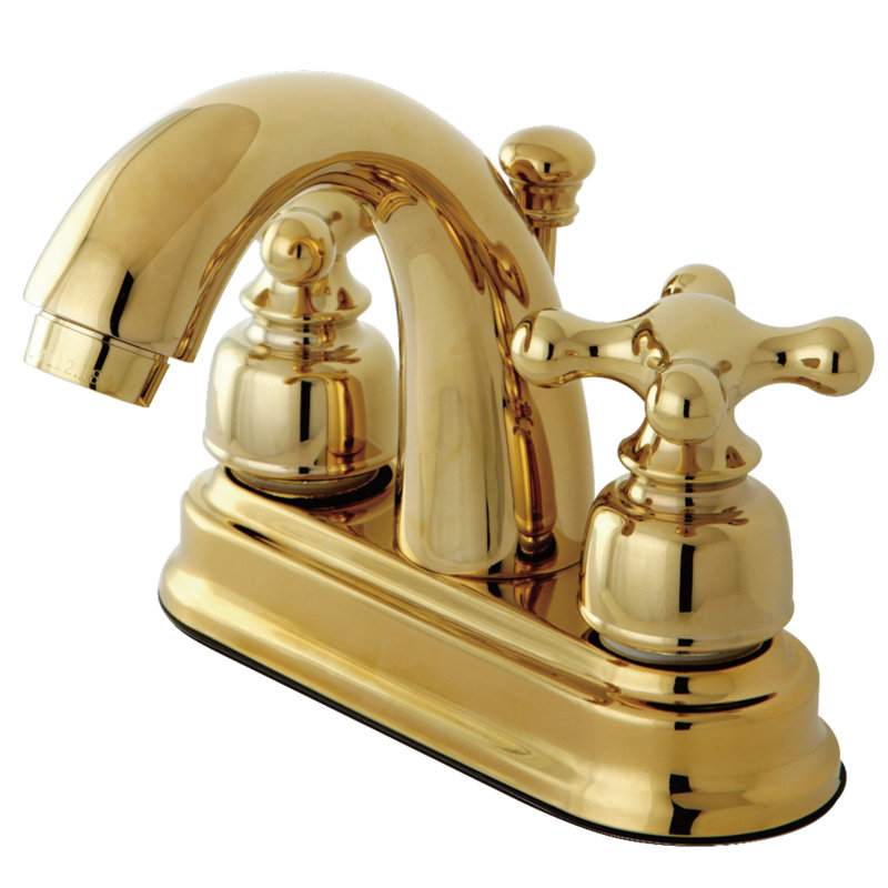 Restoration Centerset Bathroom Faucet with Drain Assembly, Polished Brass