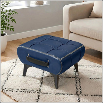 Repose-pieds moderne en similicuir minimaliste avec rangement dissimulé et poignées portables, parfait pour le salon et les petits espaces