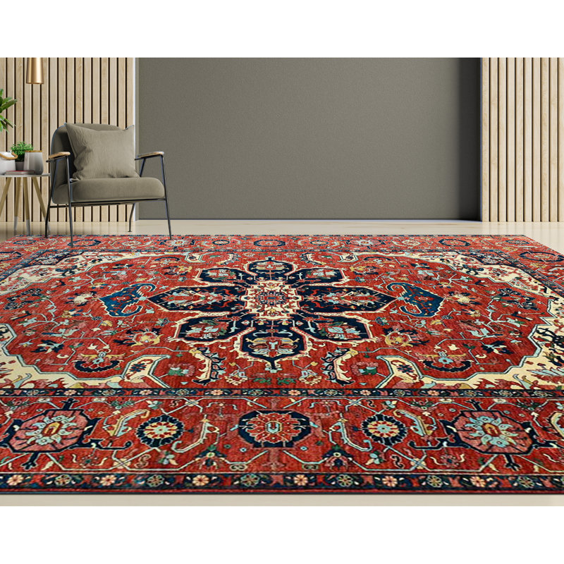 Wool Oriental Area Rug in Rust/Beige/Blue, Rectangle 8' x 10'
