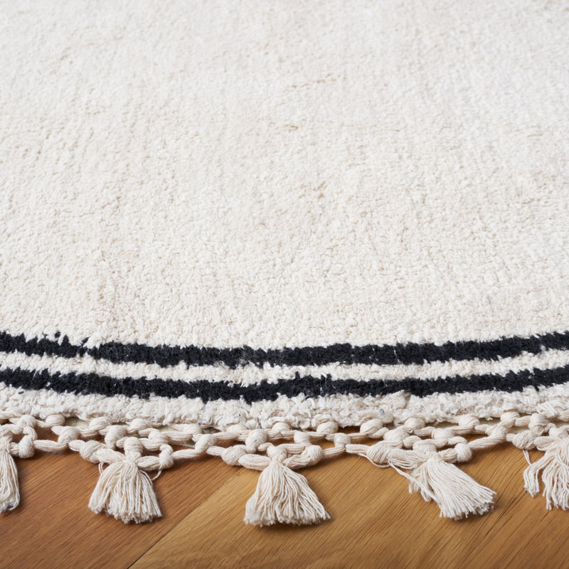 Kripinski Hand Woven Cotton Machine Washable Rug, Round 3'
