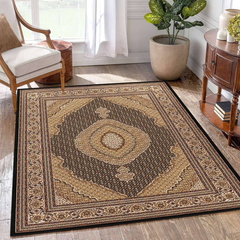 Manchester Area Rug, Rectangle 5'3" x 7'3", Black/Ivory