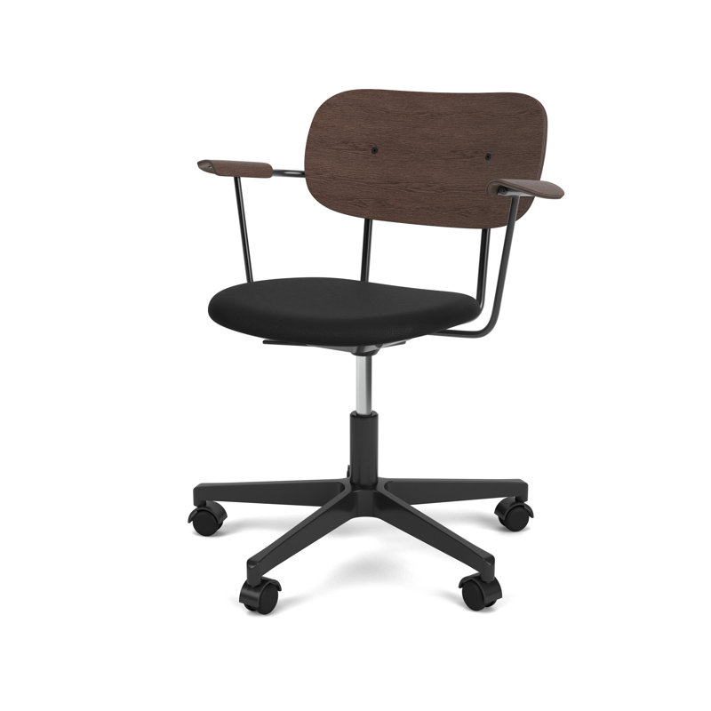 Co Swivel Task Chair, Dark Stained Oak/Black, Black