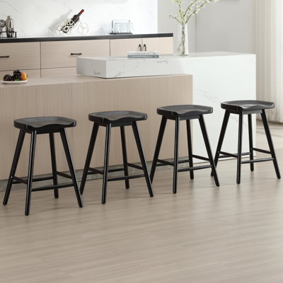24.25" H Backless Solid Wood Counter Stool with Footrest (Set of 4)