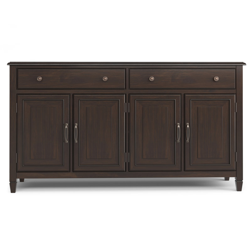 67"W Solid Wood 4-Shelf Sideboard Buffet Storage Cabinet with 2 Drawers