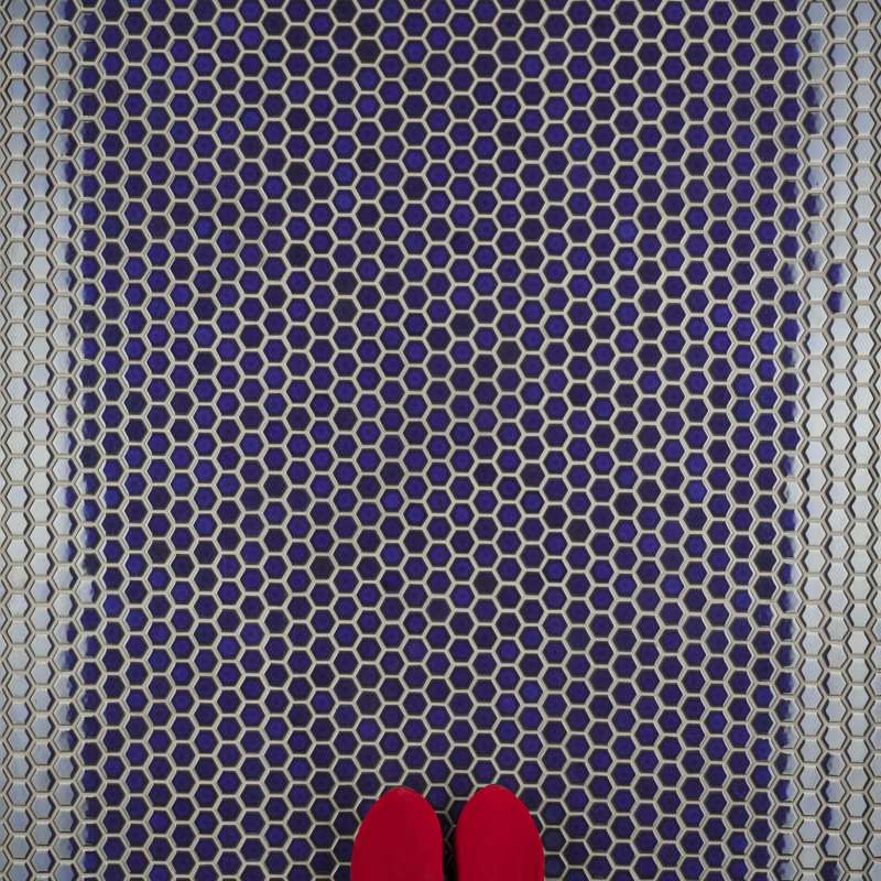 Tribeca 1" Hex Glossy 10-1/4 " x 11-7/8 " Porcelain Mosaic Floor and Wall Tile, Cobalt