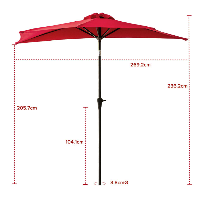 Naomie 275cm Balcony Parasol, Red