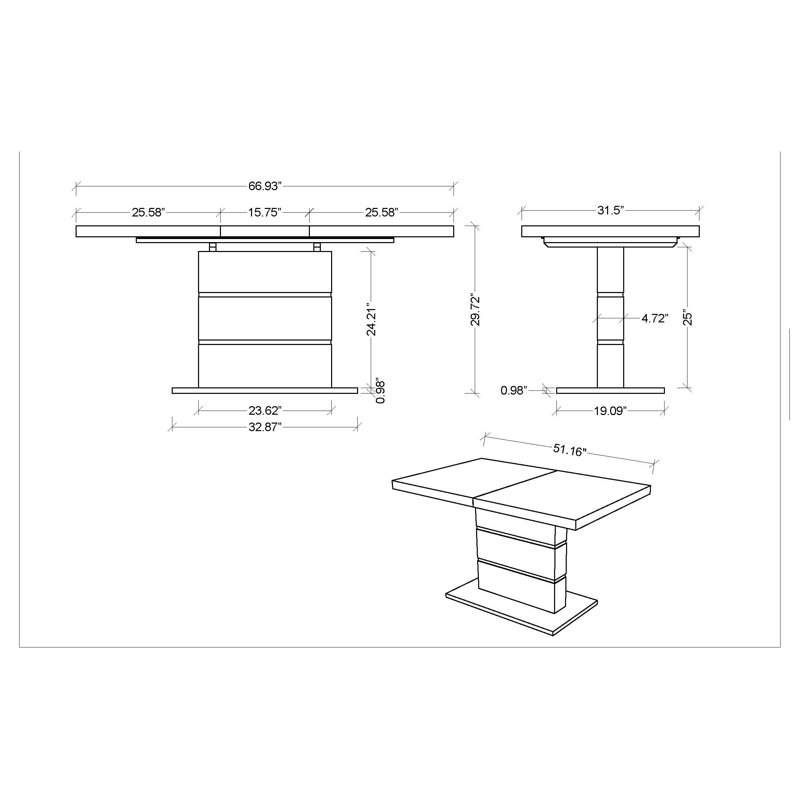 Belniak Modern Extendable All-Wood Dining Table