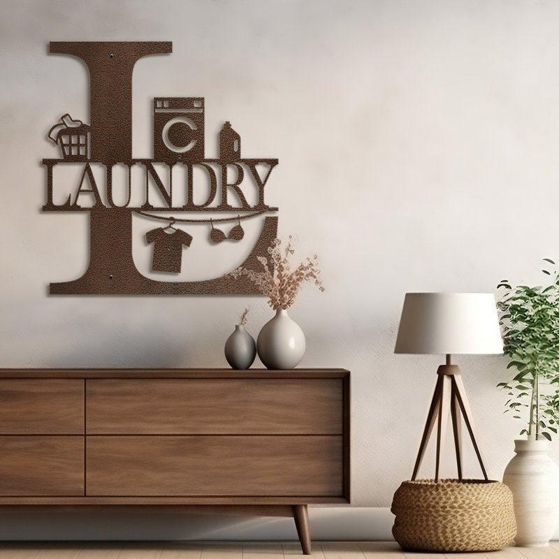 LAUNDRY - Sculpture murale en fer dimensionnelle noire et dorée, décoration murale moderne, H 12 po x l 11,16 po x P 0,05 po