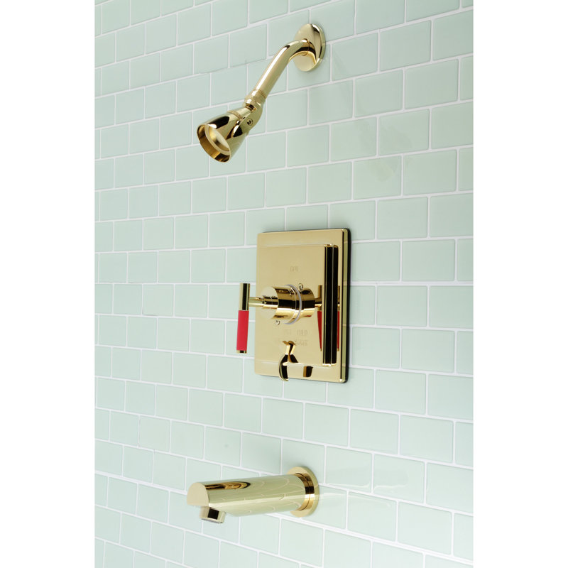 Kingston Brass Kaiser Single-Handle Pressure Balanced Tub and Shower Faucet, Polished Brass