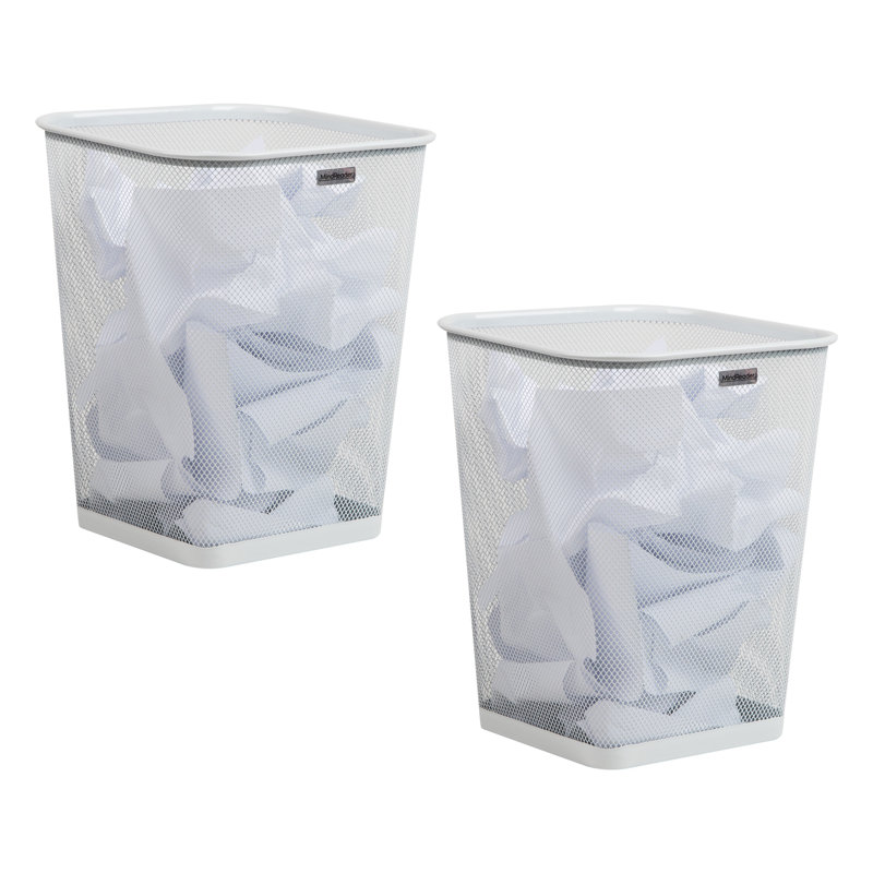 Mind Reader Mesh Trash Can, Waste Paper Basket, Square, Office, Metal Mesh, 9.75"L x 9.75"W x 12.25"H, Set of 2, Silver