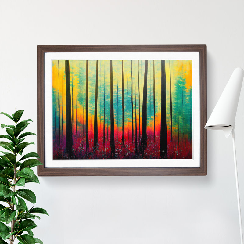 Spring Forest Abstract Vol.4 - Framed Print, 46cm H x 64cm W x 2cm D, Walnut