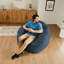 Pouf Big Joe Cloudberry, assise structurée en mousse, motif bouclé Teddy, bleu ardoise, pour adultes-118316755-134924385