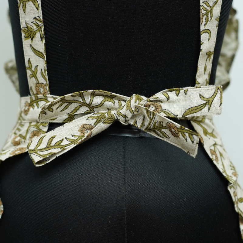  Handcrafted Apron – Botanical Vines in Earthy Green, Merakhi, Green