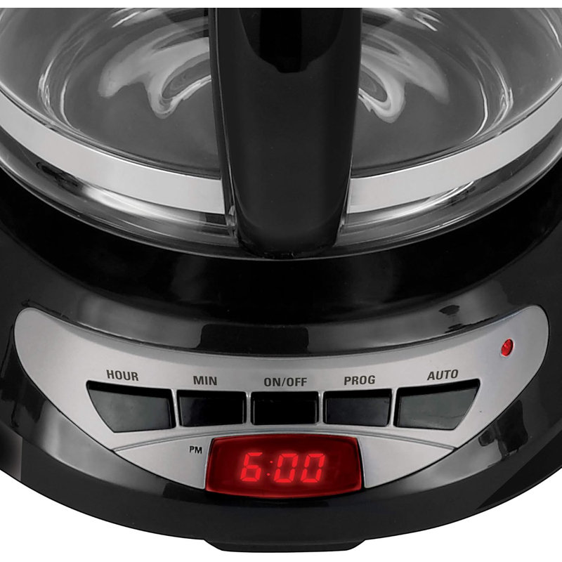 Sleek 12-Cup Black Programmable Coffee Maker with Auto Shutoff