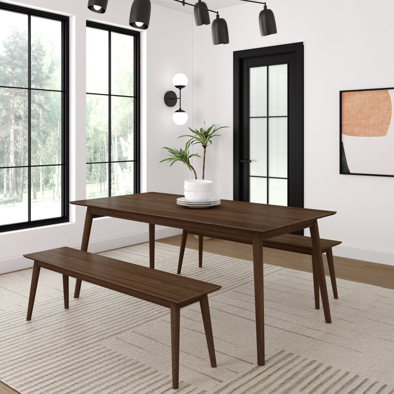 Ensemble de salle à manger rectangulaire Paille L 72 po x l 35,75 po Paille, Noyer