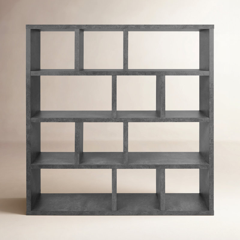 Bibliothèque en bois manufacturé Stetson, Gris béton, (4 tablettes) H 63 po x l 59 po x P 13 po