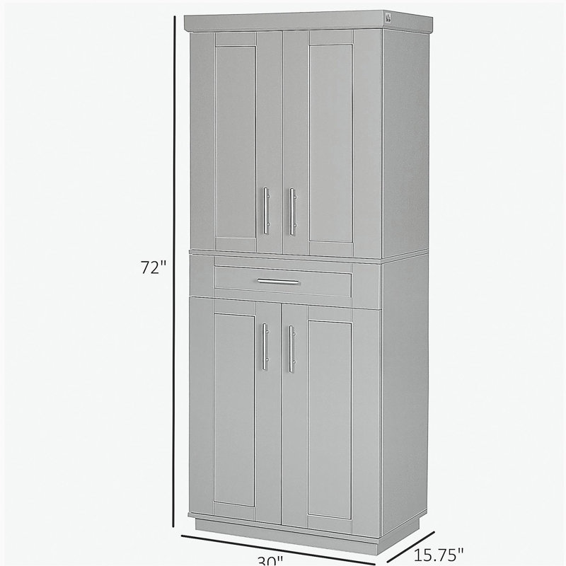 Armoire murale de cuisine moderne HOMcom, avec porte et tiroir, tablettes réglables, gris