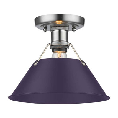 Plafonnier Orwell à une lumière - Étain - Abat-jour violet exotique