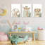 Nursery Canvas Wall Art Set Of 3 Baby Boy Girls Kids Room Picture Wall Decor Jungle Safari Lion Elephant Giraffe Poster Painting Cute Animal Prints For Children Toddlers Bedroom 12x16 Framed
