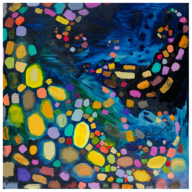 " Midnight Wave " by Eli Halpin, 12" H x 12" W, Stretched Canvas