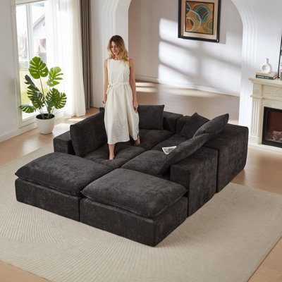 Canapé moderne en nuage de chenille, librement combinable, confortable pour s'asseoir, convient aux meubles de salon modernes dans les maisons, les appartements et les bureaux