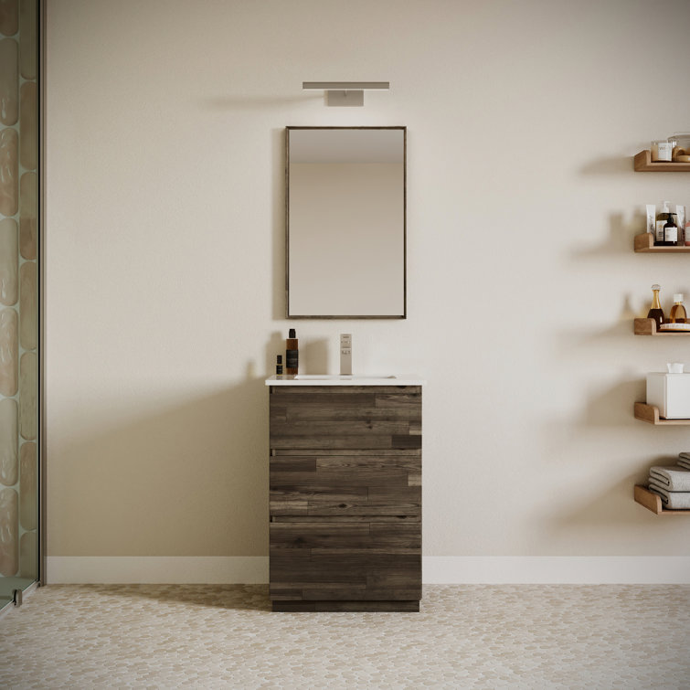 Fresca Formosa 24" Freestanding Single Sink Bathroom Vanity Set with Top, Sink and Mirror - Faucet Not Included