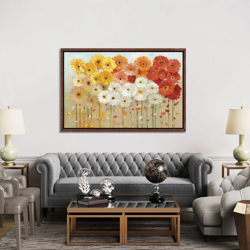 Daisies Spring by Danhui Nai - Painting on Canvas, 152.5 cm H x 101.5 cm W, Classic Wood Floater Framed