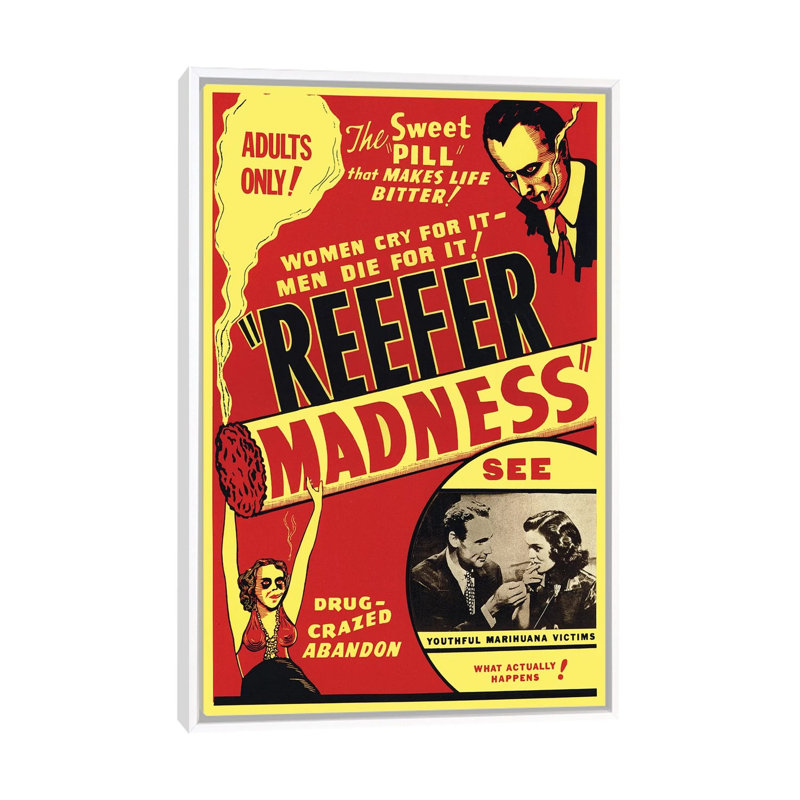 Reefer Madness Film Poster by Radio Days - Print on Canvas, 66.04 cm H x 45.72 cm W, White Framed