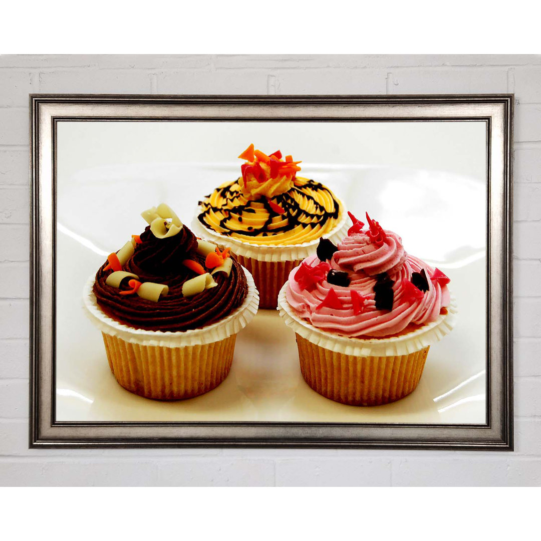 Gerahmtes Wandbild Cupcake Trio