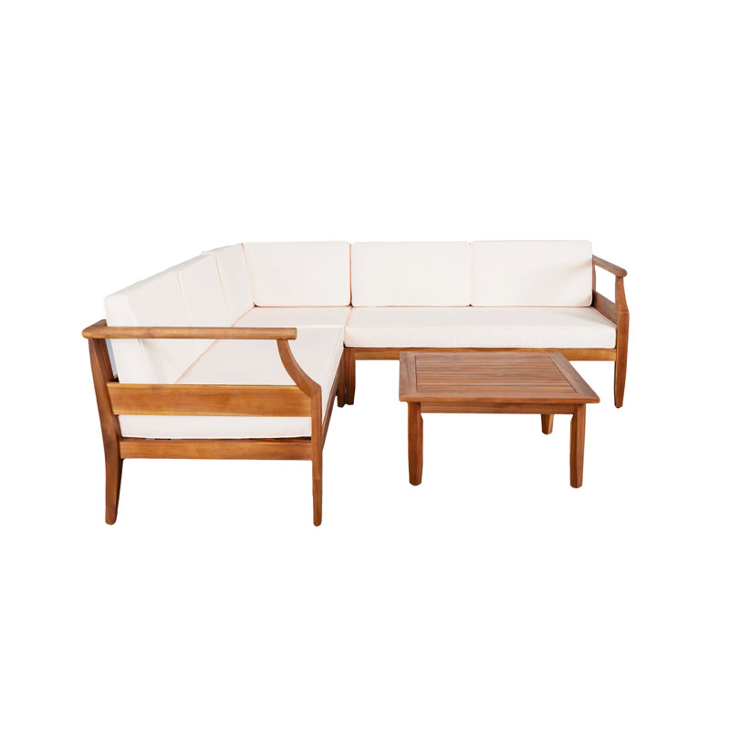 4-Piece Acacia Wood Sofa Set, Beige