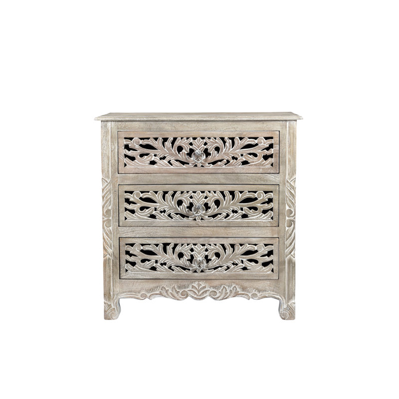 Harleen 30'' W Solid Wood Nightstand, Limestone Beige
