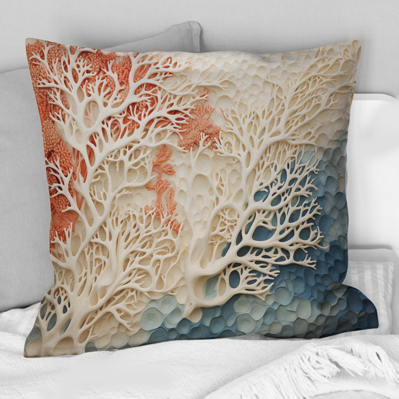 Coussin rose et blanc Coastal Coral Collage I - Coastal Coral Under Water