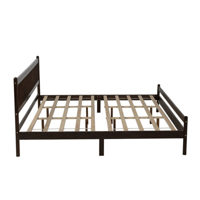 Lit très grand style traditionnel avec tête et pied de lit, lit en bois de pin avec cadre de lit renforcé