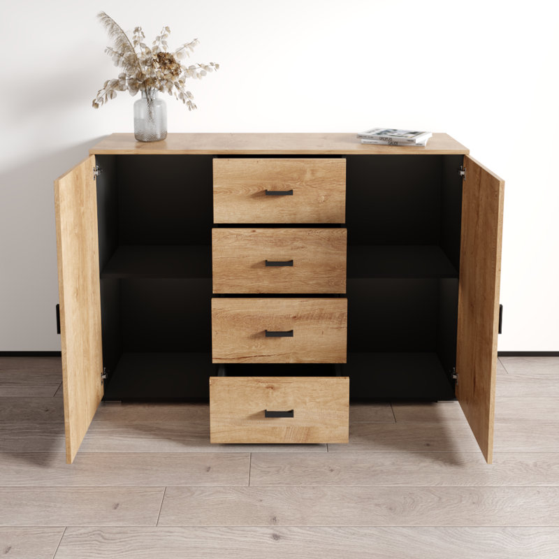 Sabala 52" Sideboard with High Gloss Finish, Oak