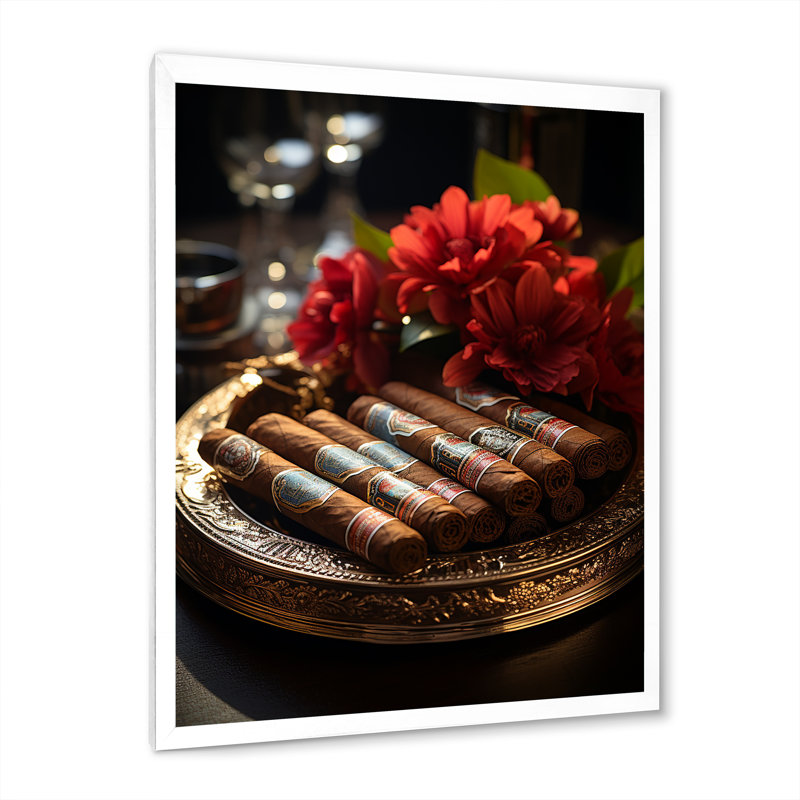 Cuba Cigar Expression II, reproduction d'art sur toile, Cadre simple blanc, H 44 po x l 34 po x P 1,5 po