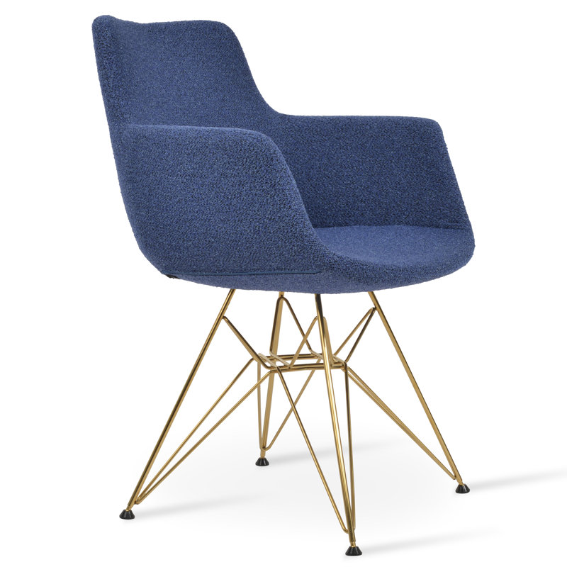 Fauteuil tour Bottega, Bleu, Or
