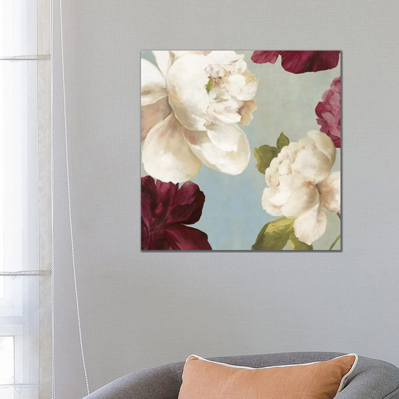 Deep Peonies I by Asia Jensen - Wrapped Canvas Painting, 66.04 cm H x 66.04 cm W x 3.175 cm D