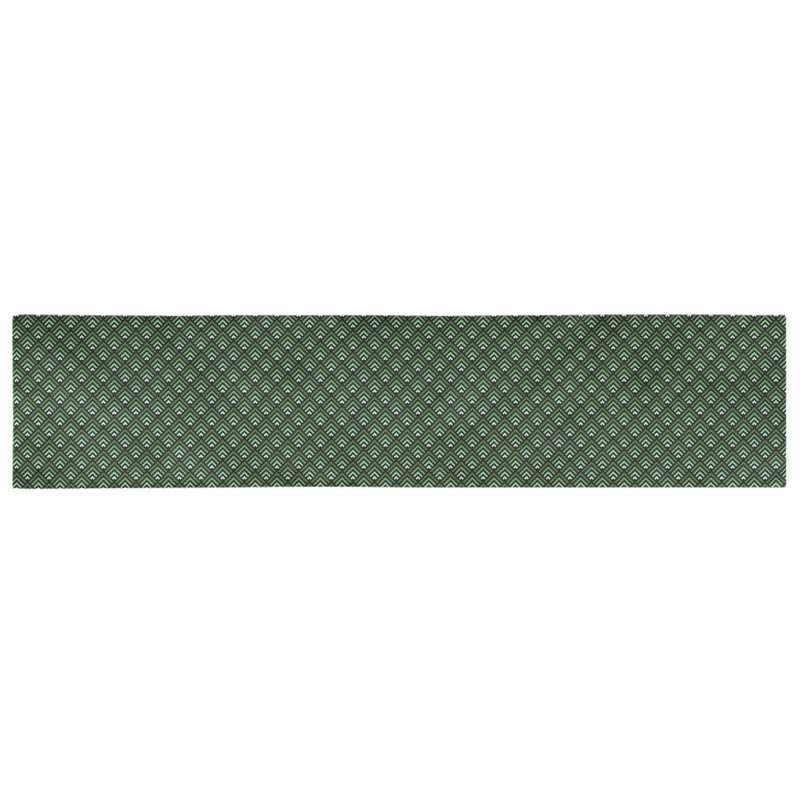 Chemin de table géométrique Avicia, 73,5 po x 17,5 po, Polyester, Noir / Vert