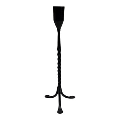 Bougeoir moderne en fer torsadé pour table - Bougeoir décoratif sculptural pour salon - Noir