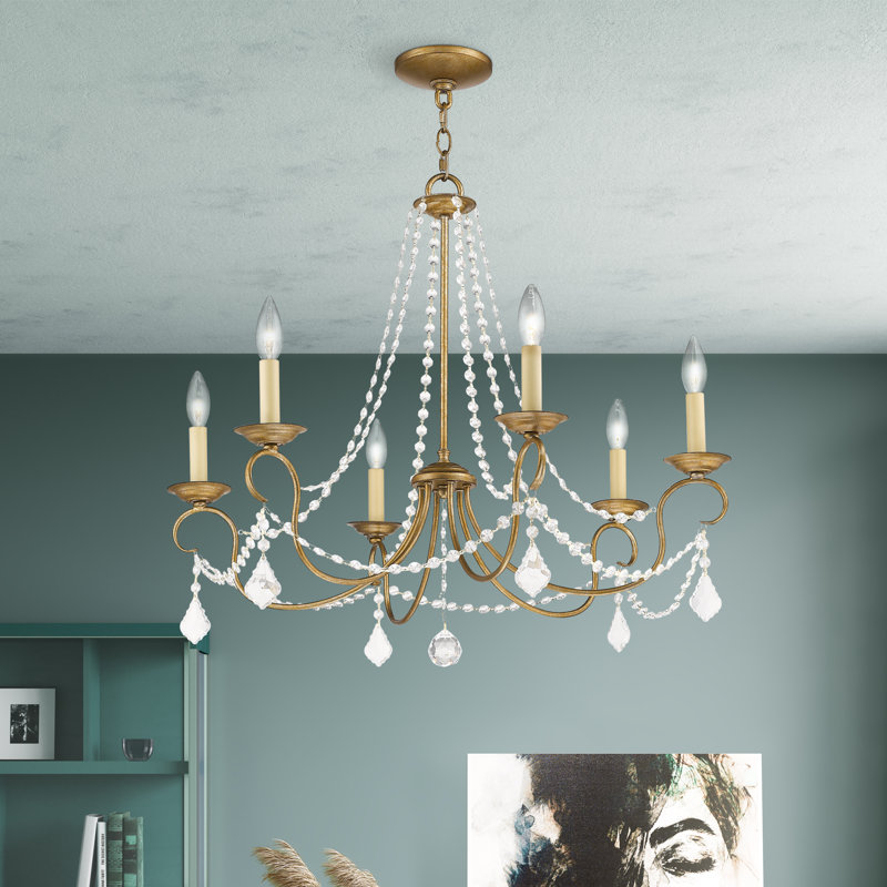 Fabio 6 - Light Dimmable Classic / Traditional Chandelier, Antique Gold Leaf