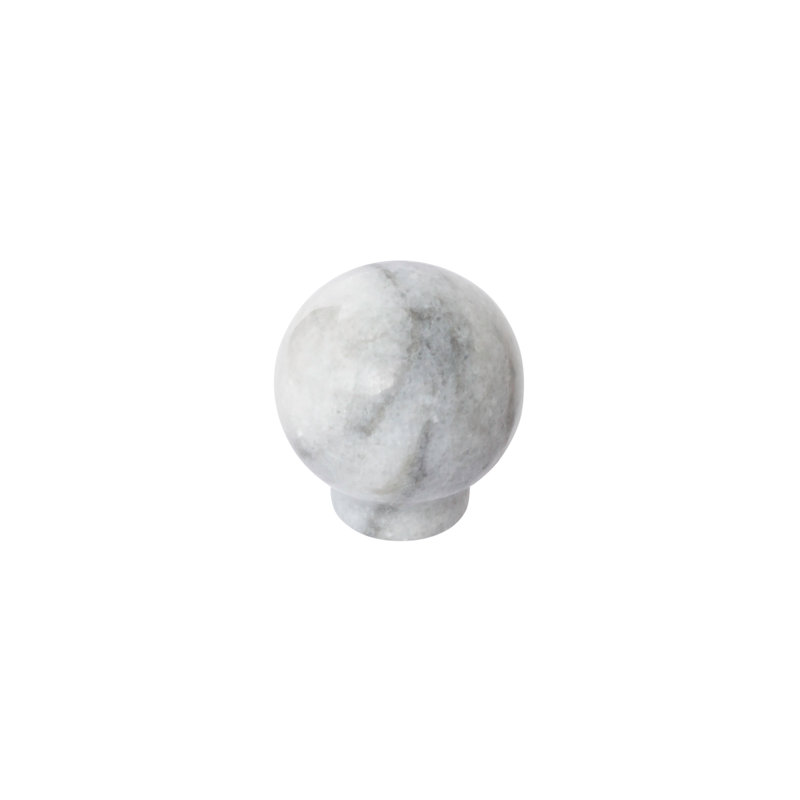 Bouton d'armoire rond blanc en marbre blanc "Langford", Marbre blanc