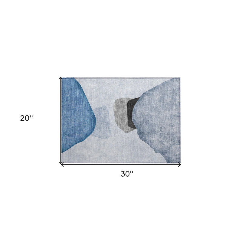 Tapis d'extérieur antidérapant lavable antidérapant bleu, gris et noir 2 pi x 3 pi