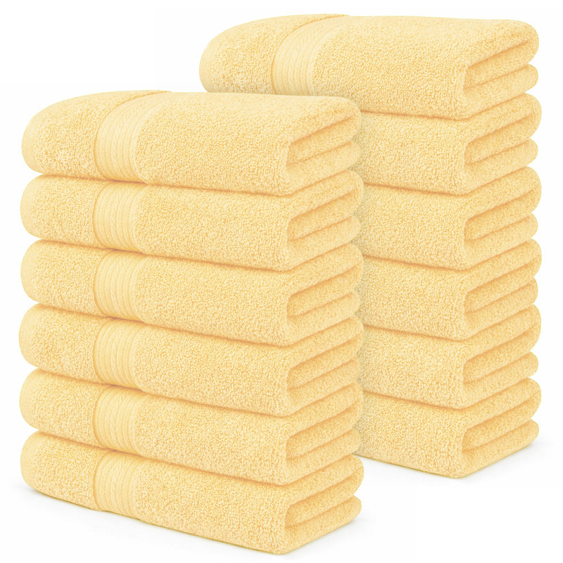 Serviette 100% coton 600 g / m² 18 x 28 po, Jaune, Hand Towels- 12 Pack