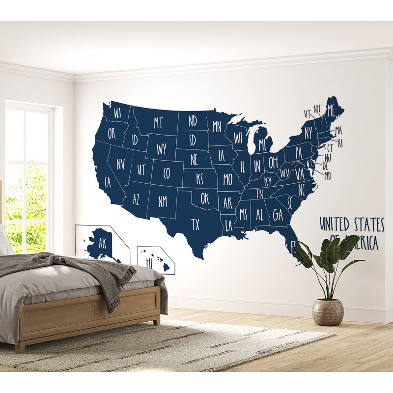 Premium Wallpaper Wall Mural - USA Map, 120" L x 180" W