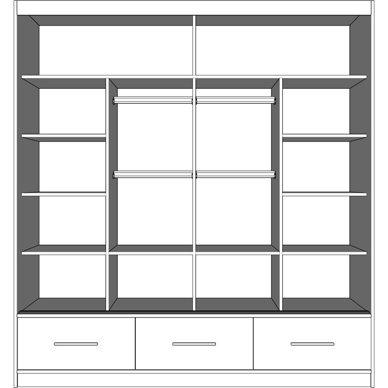 Charlesa Manufactured Wood Wardrobe, Black